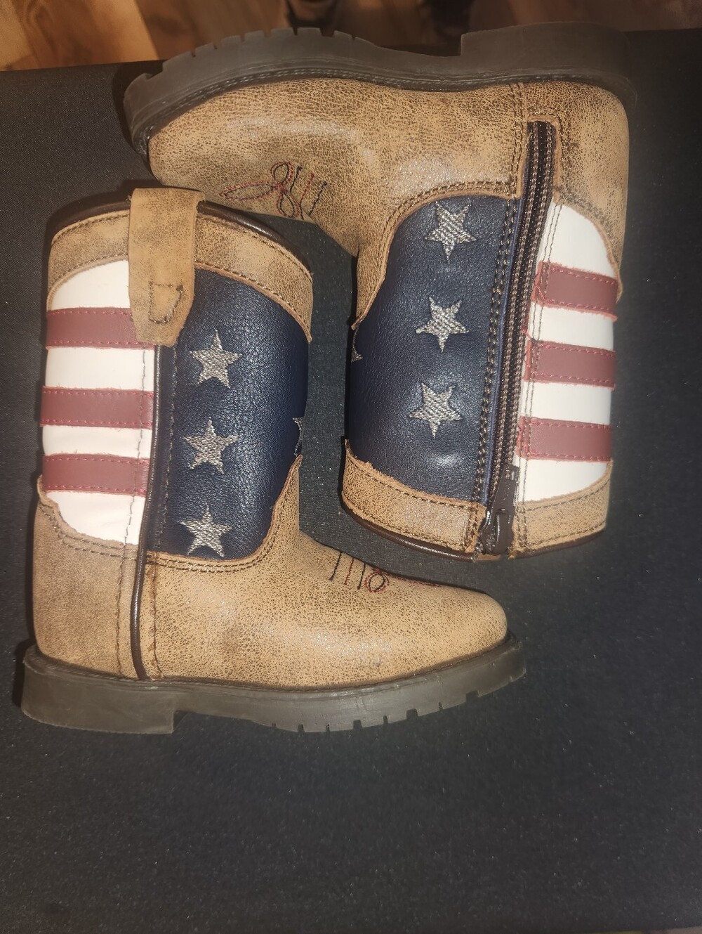 Smoky Mountain Kids Western Boots with American Flag Stars & Stripes Size 6 R
